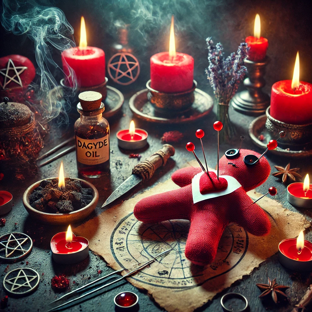 Poupée rituelle sur autel de protection